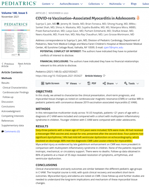 COVID 19 mRNA bioweapon injection 12 20 years old autoimmune myocarditis