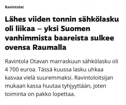 Viiden tonnin sähkölasku