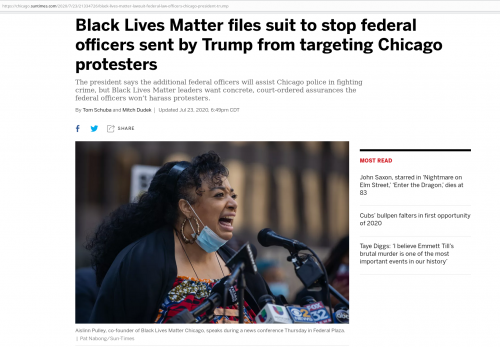 BLM file suit to stop feds in Chicago