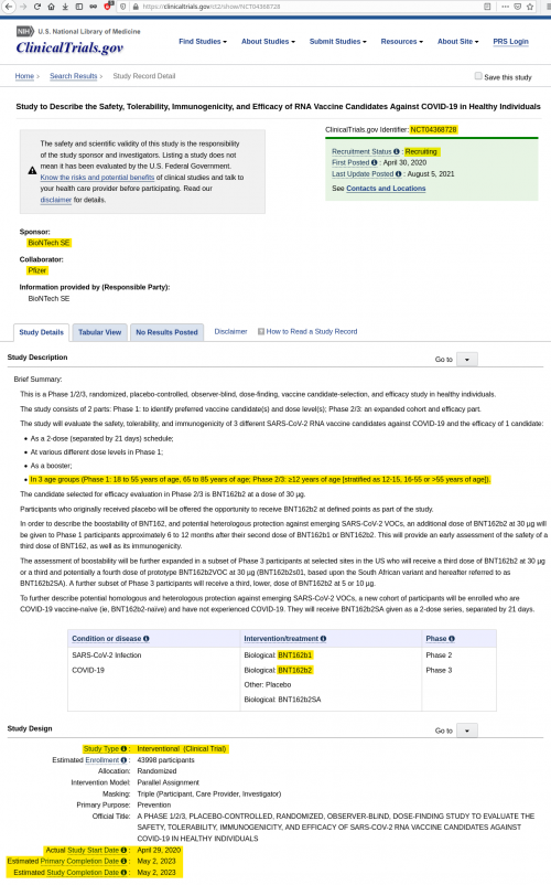 Clinical Trials Pfizer BioNTech COVID 19 bioweapon