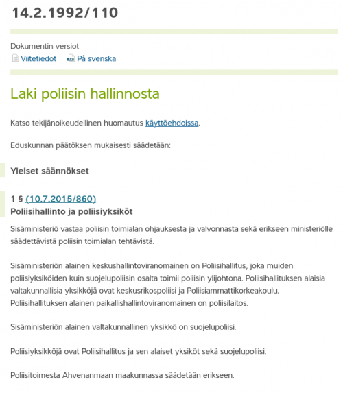 Laki poliisin hallinnosta