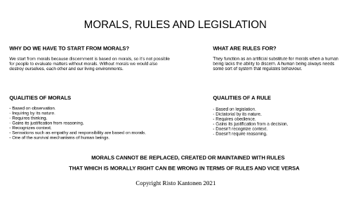 Morals rules and legislation