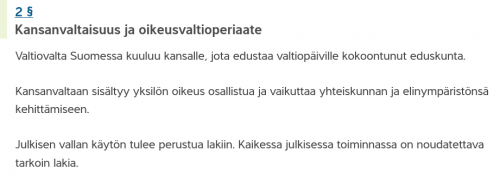 Perustuslaki luku 1 pykälä 2