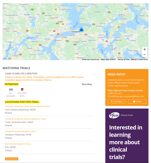 Pfizer NCT04816643 Finland clinical trials COVID 19 bioweapon