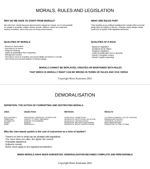 Morals and demoralisation side by side