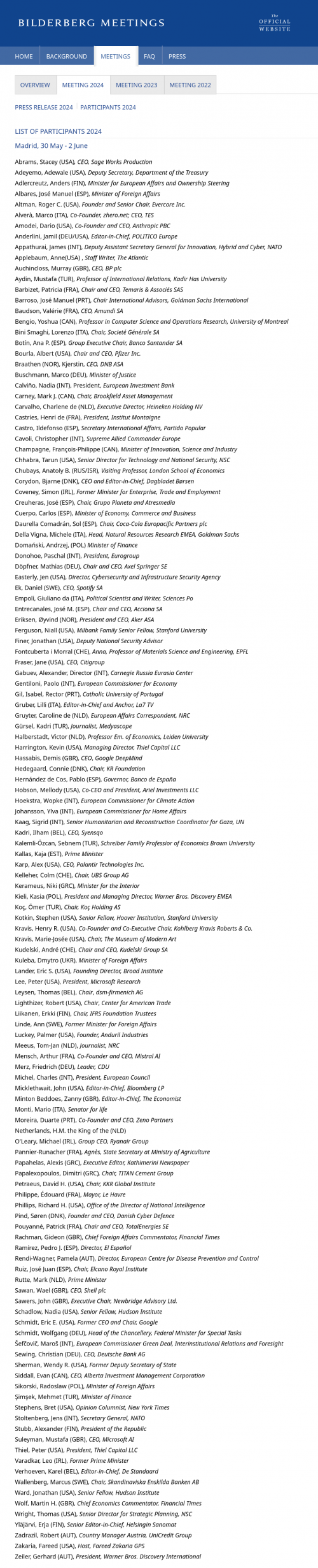 Lähde
https://www.bilderbergmeetings.org/meetings/meeting-2024/participants-2024

Arkisto
https://archive.is/U0qrD
