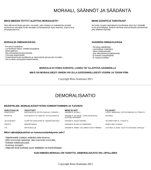 Moraali ja demoralisaatio side by side