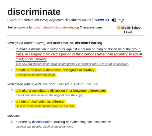 Source
http://web.archive.org/web/20230308232410/https://www.dictionary.com/browse/discriminate