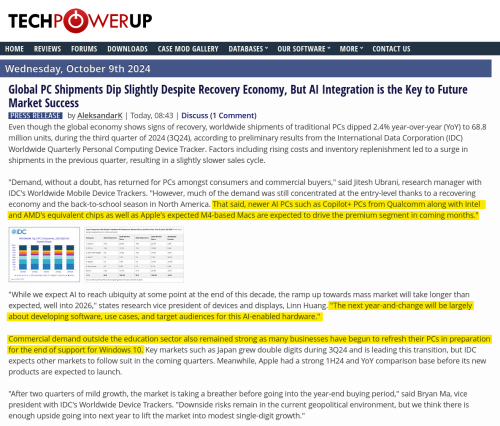 Source
https://www.techpowerup.com/327464/global-pc-shipments-dip-slightly-despite-recovery-economy-but-ai-integration-is-the-key-to-future-market-success

Archive
https://archive.is/ymksM